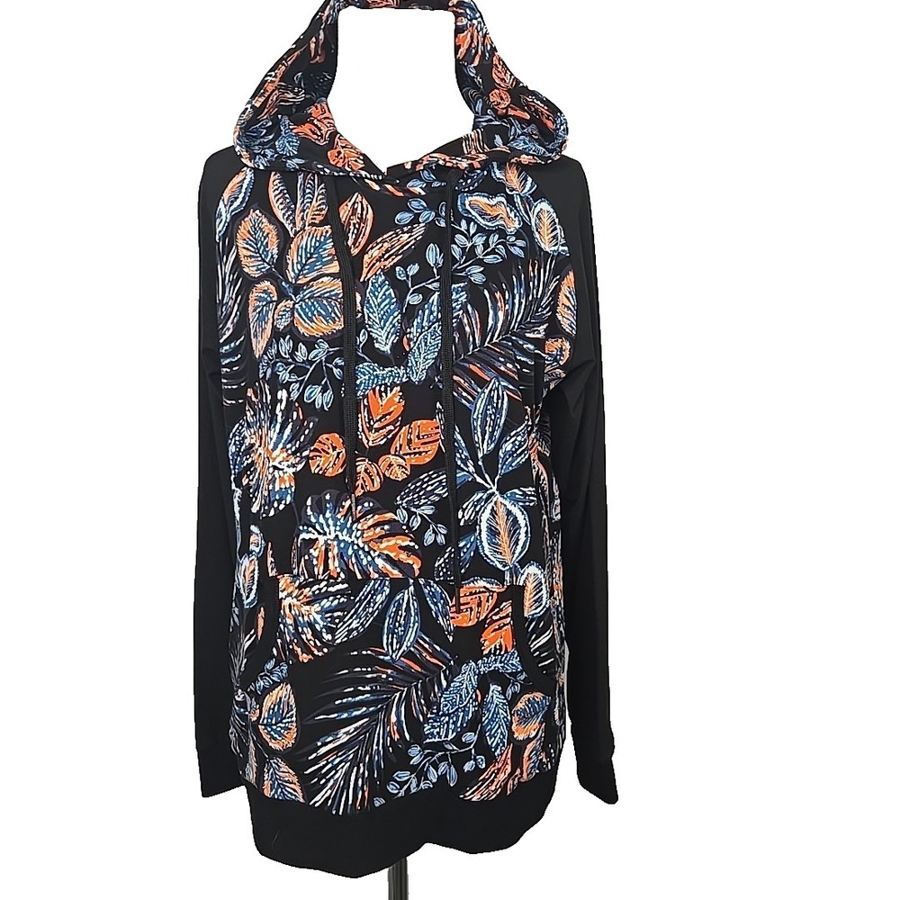 Lildy Black Floral Super Soft Pullover Hoodie Size S-M. Nwt